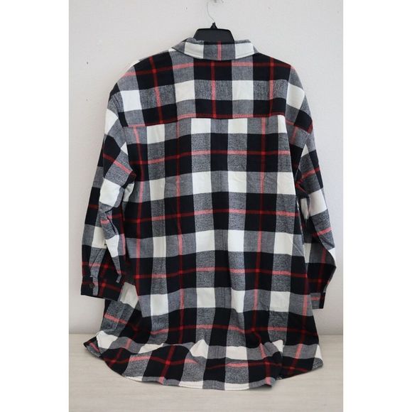 Gap IND1006 Women's Sz 2XL Red/Black/White Plaid Long Sleeve Shirt Dress $98 - Picture 2 of 8
